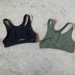 Black and army green padless sports bras